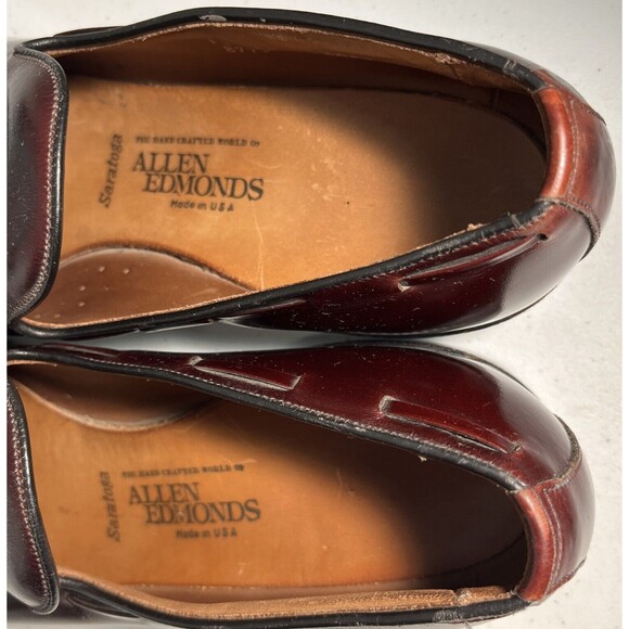 Allen Edmonds Saratoga Shoes Mens 11 AA Oxblood Leather Tassel Loafers USA Made main image 11